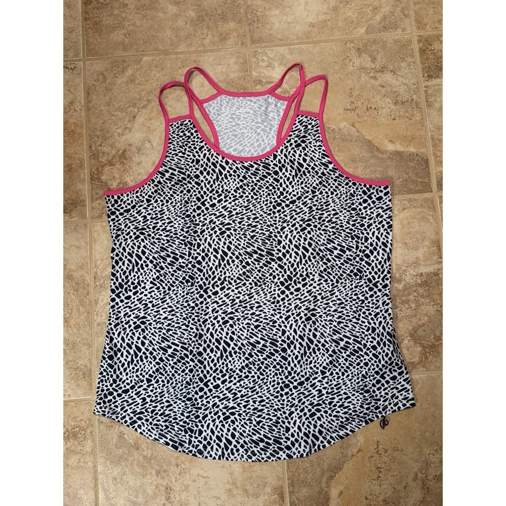 Jofit Women's Strappy White & Black Racerback Tank UPF 50+ Size L NWOT